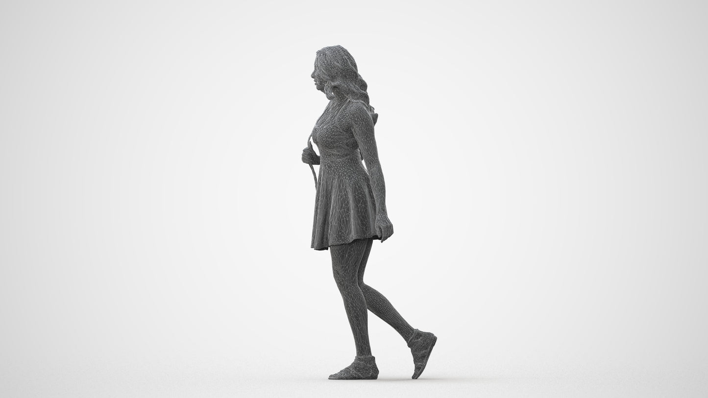 scanned 3D woman walking, photogrammetry people for Enscape and V-Ray, square thumbnail