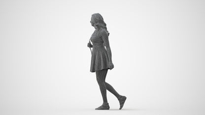 scanned 3D woman walking, photogrammetry people for Enscape and V-Ray, square thumbnail
