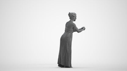 realistic 3D human woman casual standing, archviz people FBX OBJ for Blender, wireframe front view