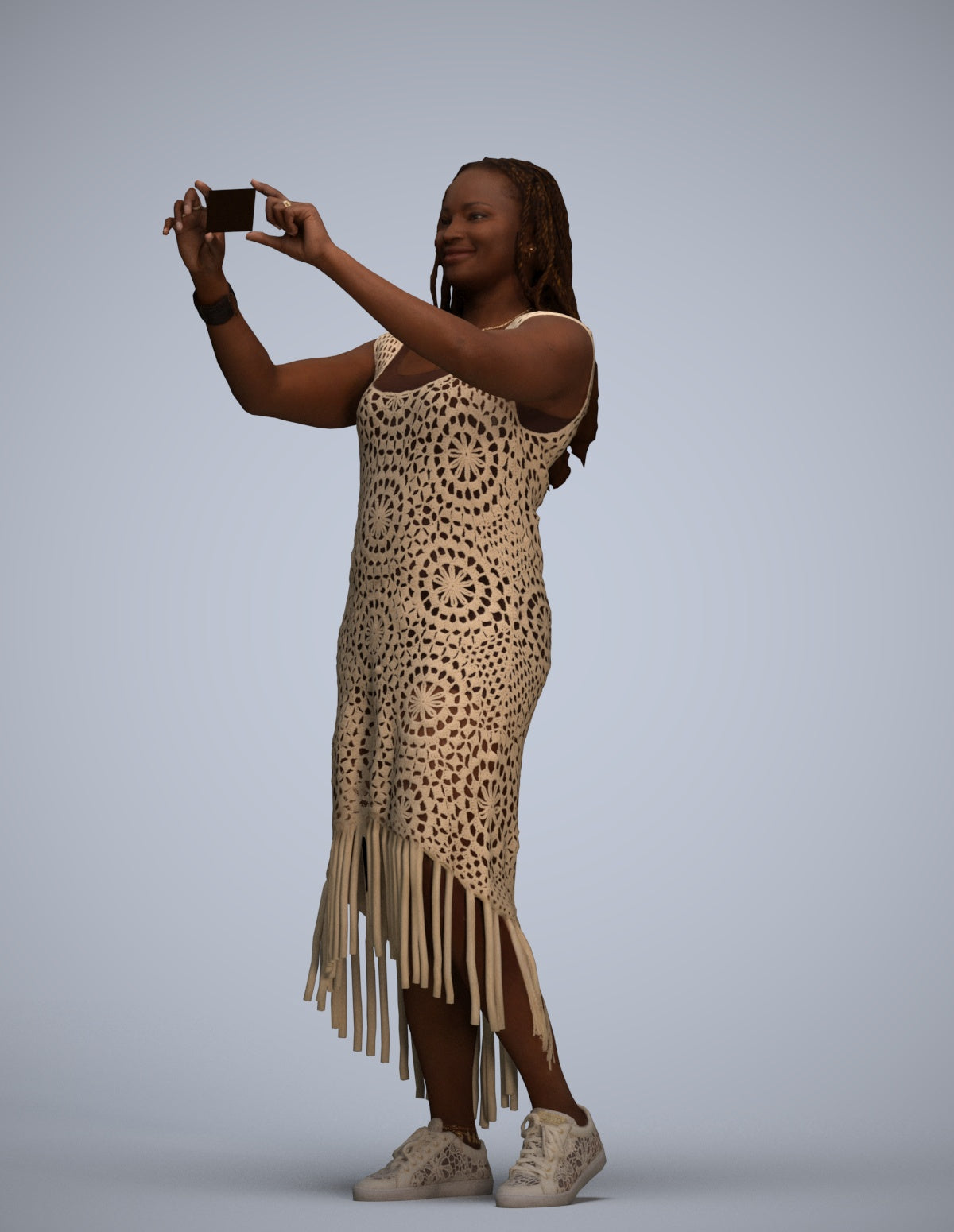 realistic 3D woman casual standing, scanned archviz people for Blender and 3ds Max