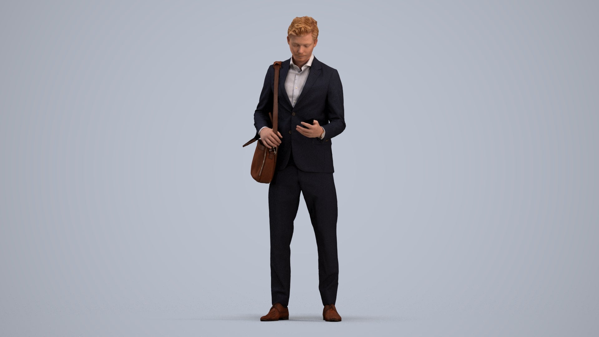 realistic 3D man business, scanned archviz people for Blender and 3ds Max, standing pose render