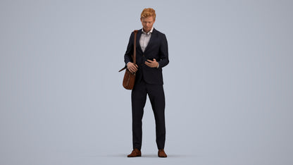 realistic 3D man business, scanned archviz people for Blender and 3ds Max, standing pose render