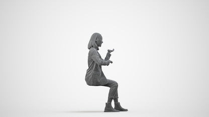 realistic 3D woman business, scanned archviz people for Blender and 3ds Max, wireframe side view