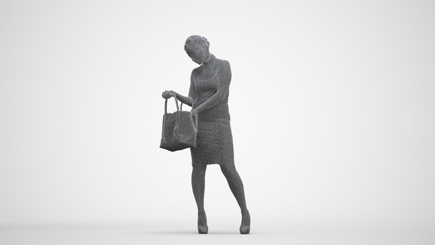 photogrammetry 3D woman business standing, realistic human model archviz FBX, three-quarter front view render