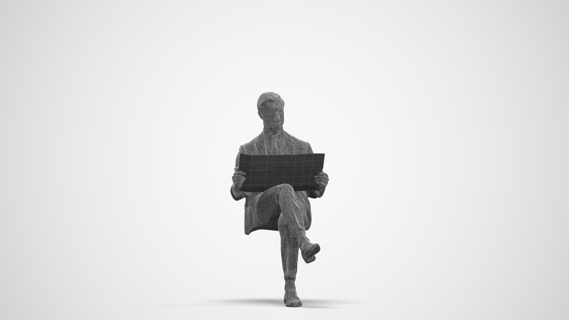 realistic 3D man business, scanned archviz people for Blender and 3ds Max, three-quarter front view render