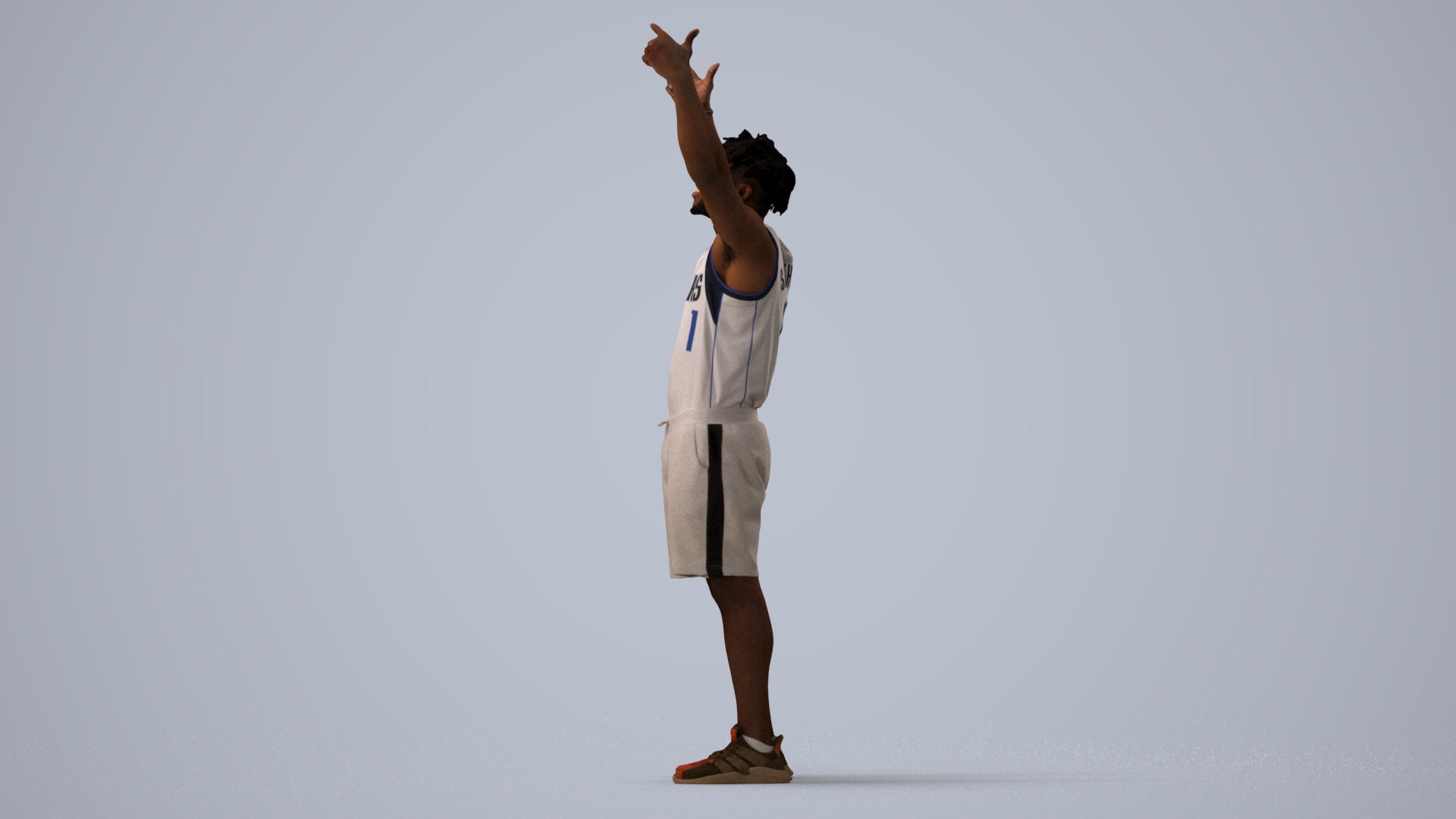 scanned 3D man sport, photogrammetry people for Enscape and V-Ray, three-quarter view render