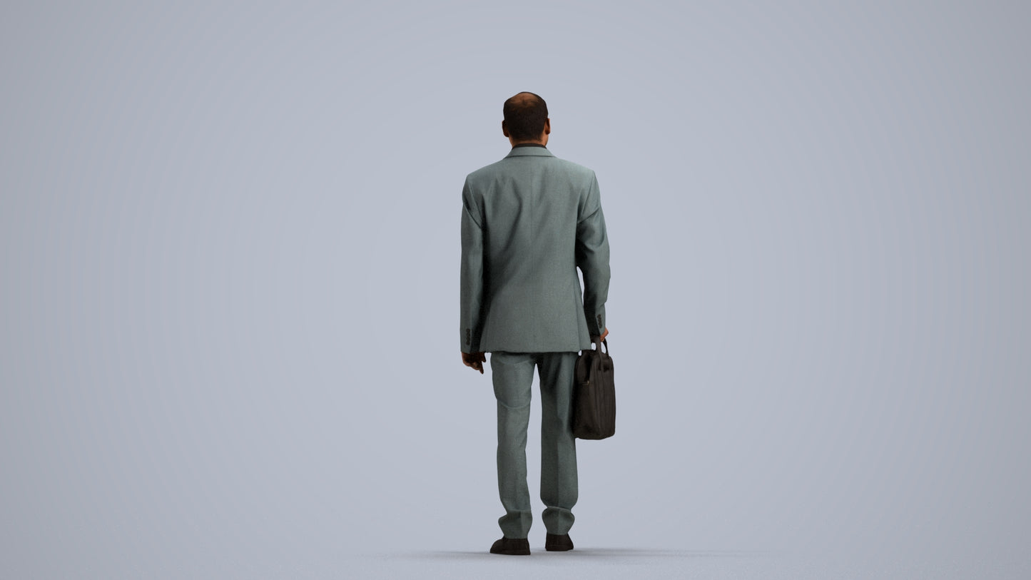 realistic 3D human man business, archviz people FBX OBJ for Blender, front view render