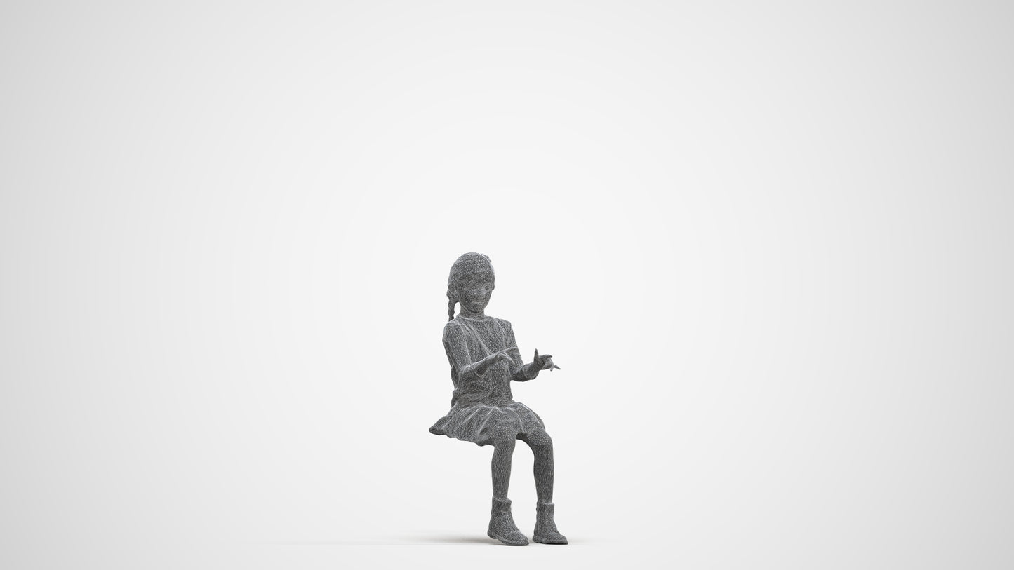 3D people model girl casual kids, scanned human for 3ds Max rendering, three-quarter front view render