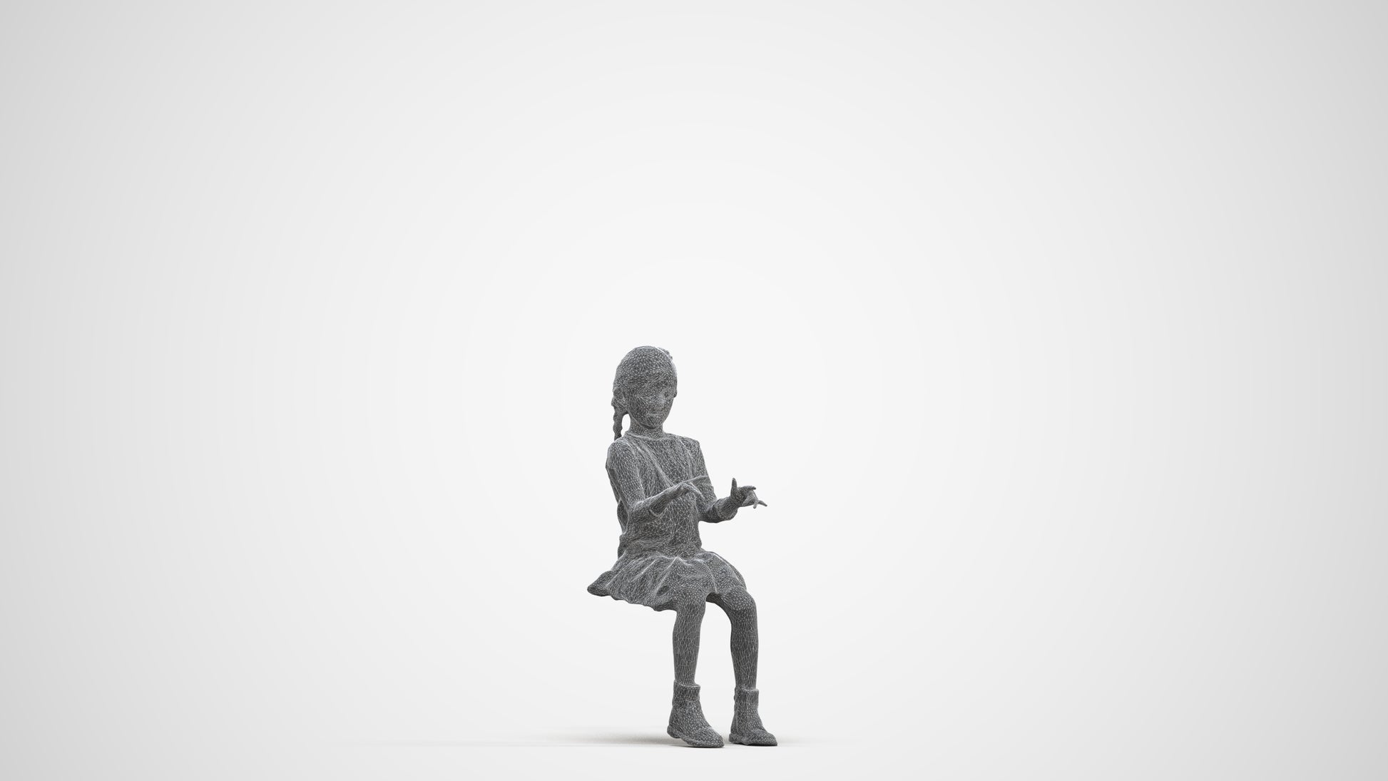 3D people model girl casual kids, scanned human for 3ds Max rendering, three-quarter front view render