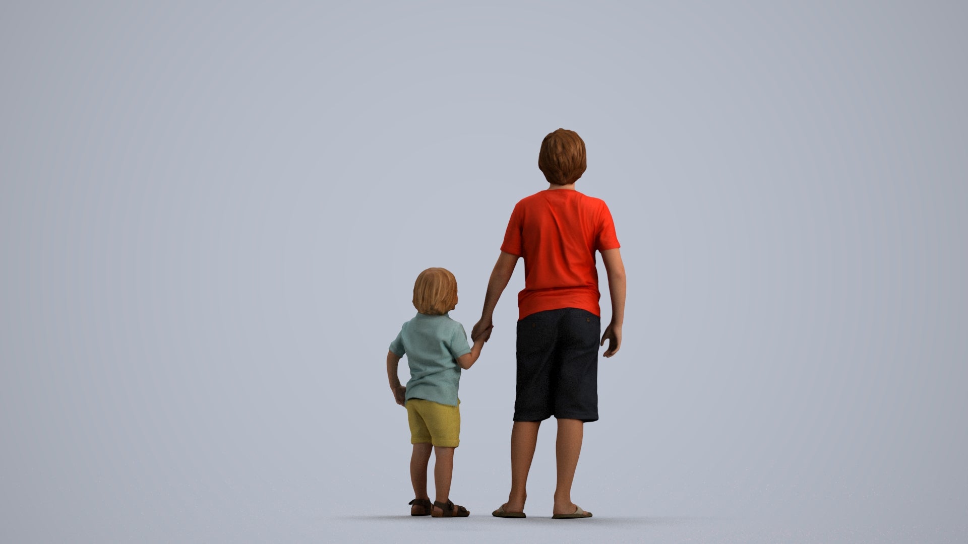realistic 3D human boy casual kids, archviz people FBX OBJ for Blender, front view render