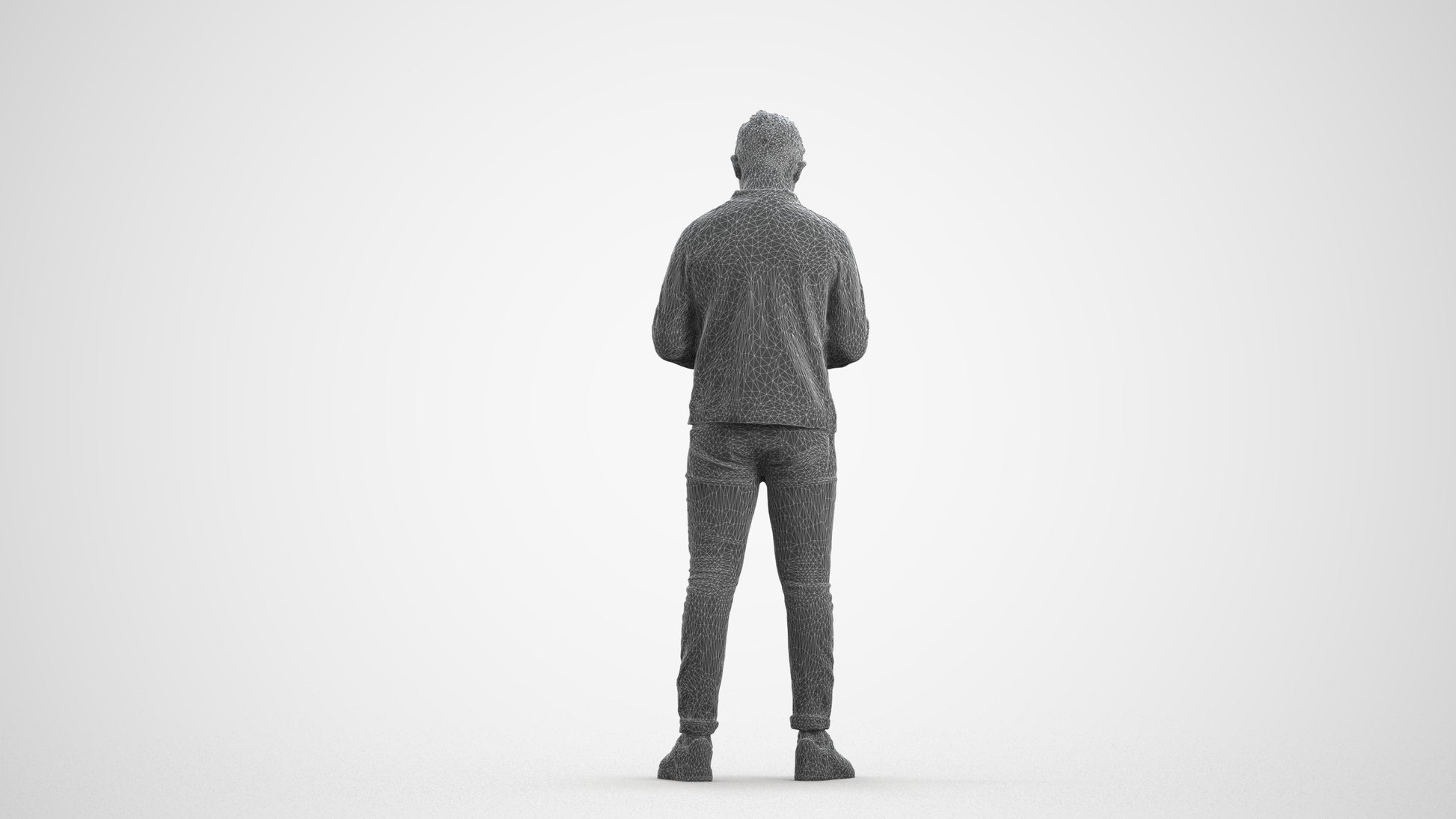 scanned 3D boy casual kids, photogrammetry people for Enscape and V-Ray, wireframe front view