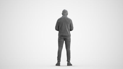 scanned 3D boy casual kids, photogrammetry people for Enscape and V-Ray, wireframe front view