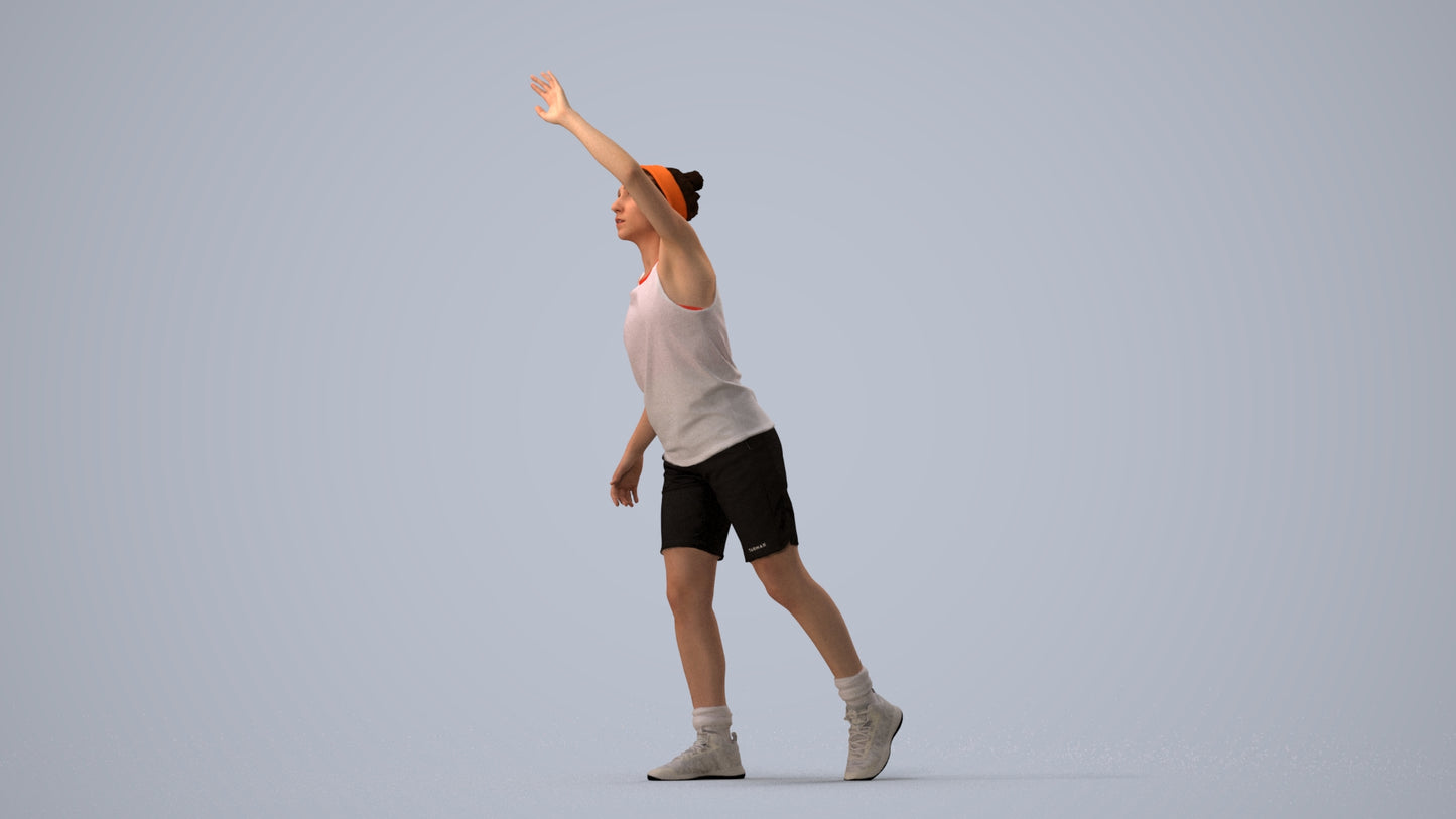 realistic 3D people woman sport, render-ready for V-Ray and Corona, FBX OBJ, three-quarter view render