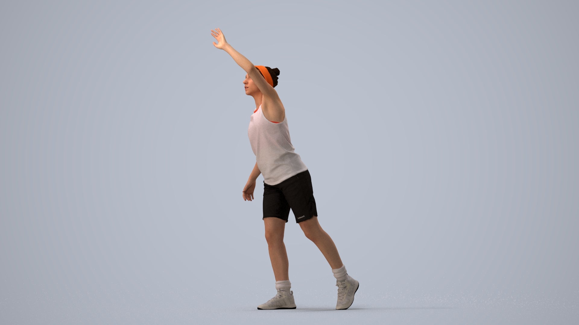 realistic 3D people woman sport, render-ready for V-Ray and Corona, FBX OBJ, three-quarter view render