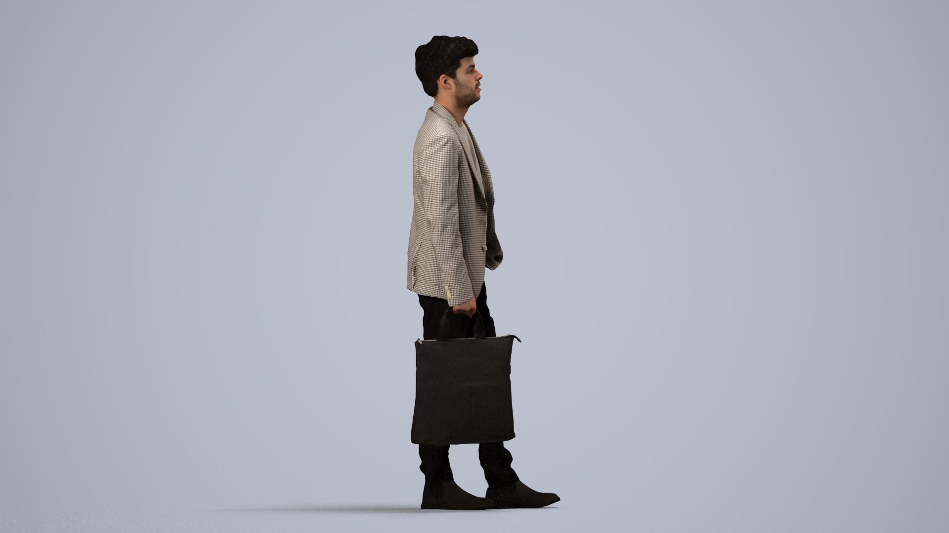 scanned 3D man casual standing, photogrammetry people for Enscape and V-Ray, side view render