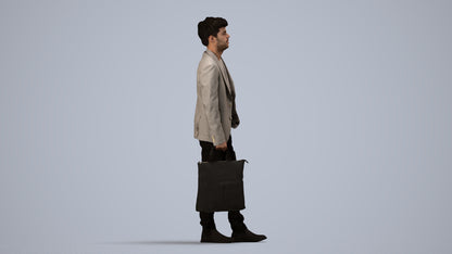 scanned 3D man casual standing, photogrammetry people for Enscape and V-Ray, side view render