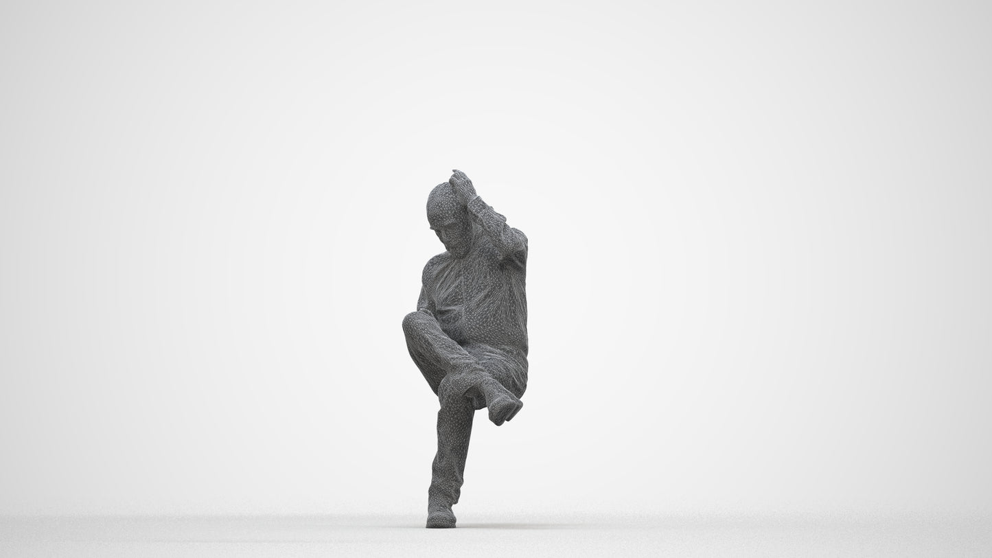 photogrammetry 3D senior man casual sitting, realistic human model archviz FBX, wireframe back view