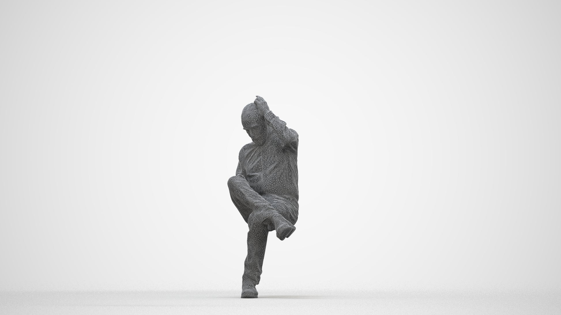 photogrammetry 3D senior man casual sitting, realistic human model archviz FBX, wireframe back view