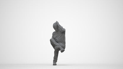photogrammetry 3D senior man casual sitting, realistic human model archviz FBX, wireframe back view