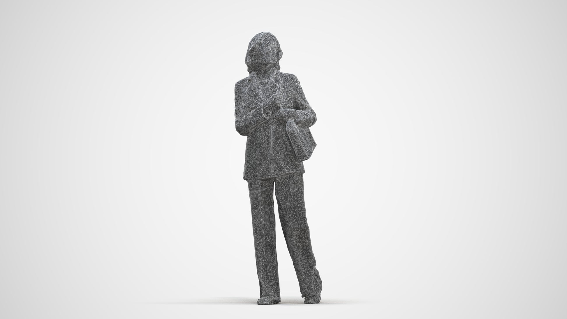 realistic 3D people senior woman business, render-ready for V-Ray and Corona, FBX OBJ, three-quarter front view render