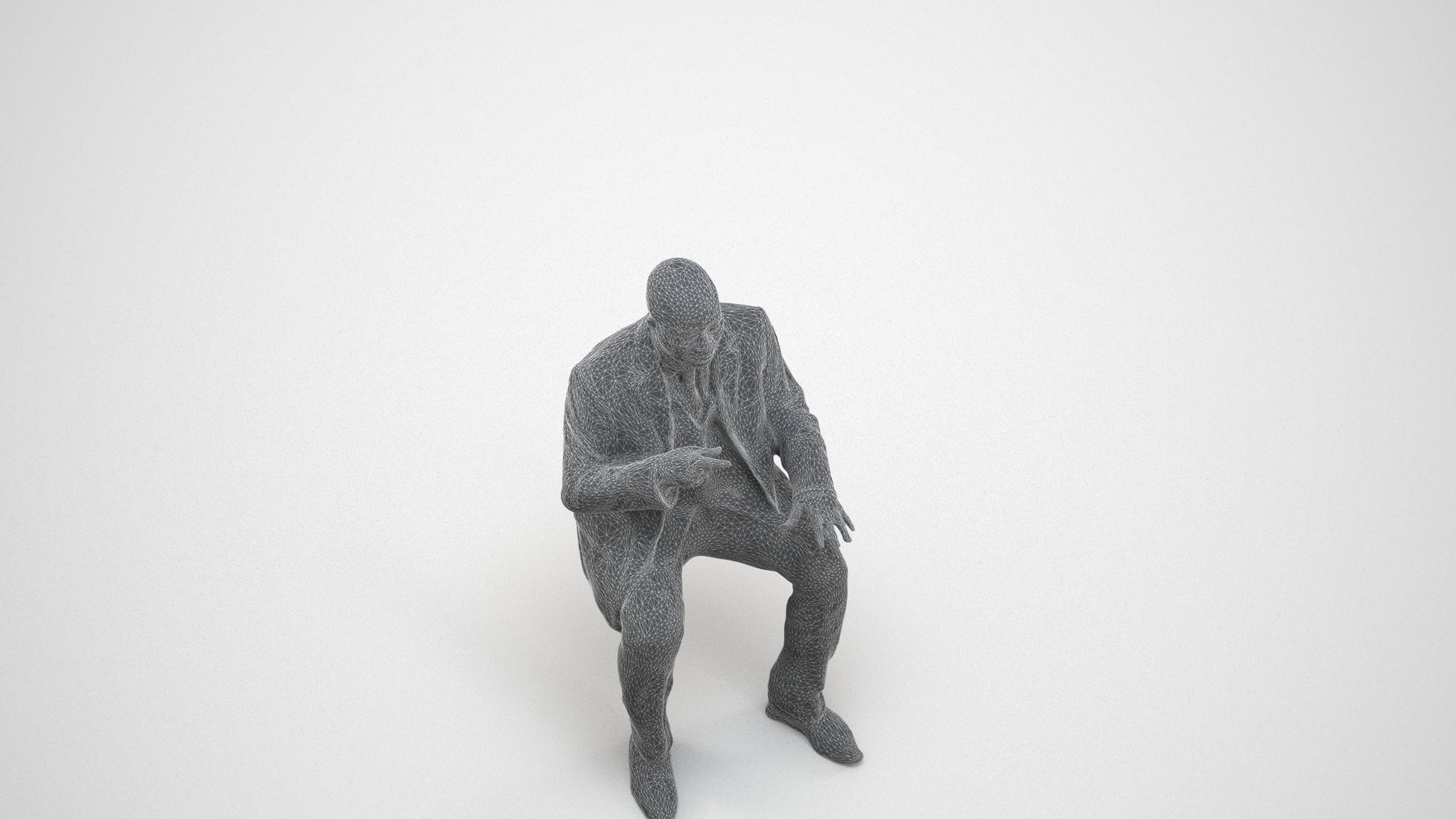 realistic 3D people man business, render-ready for V-Ray and Corona, FBX OBJ, wireframe three-quarter view