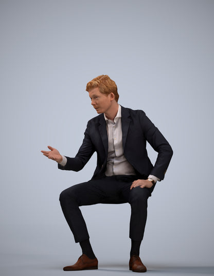 3D human model man business, photogrammetry scanned person for archviz