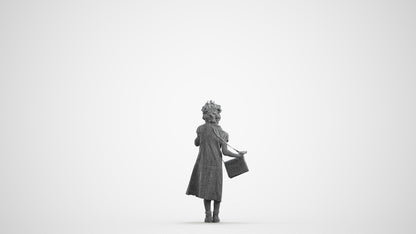 scanned 3D girl casual kids, photogrammetry people for Enscape and V-Ray, wireframe front view