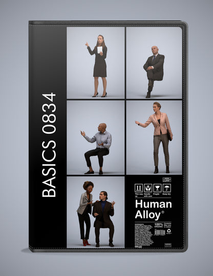 scanned 3D people business collection, 5 photogrammetry models for Enscape and V-Ray