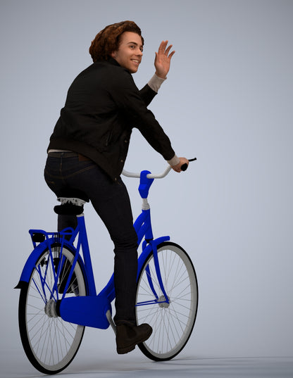 3D people model man casual cycling, scanned human for 3ds Max rendering