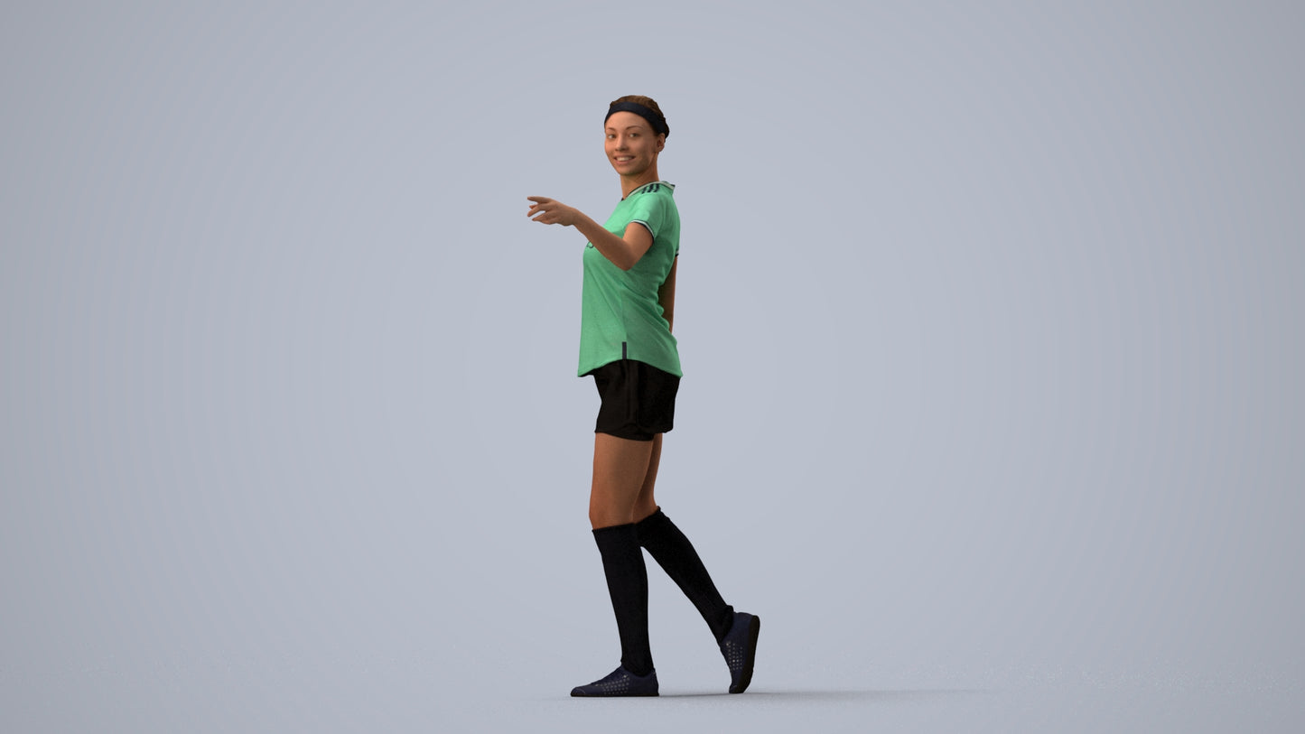 photogrammetry 3D woman sport, realistic human model archviz FBX, three-quarter view render