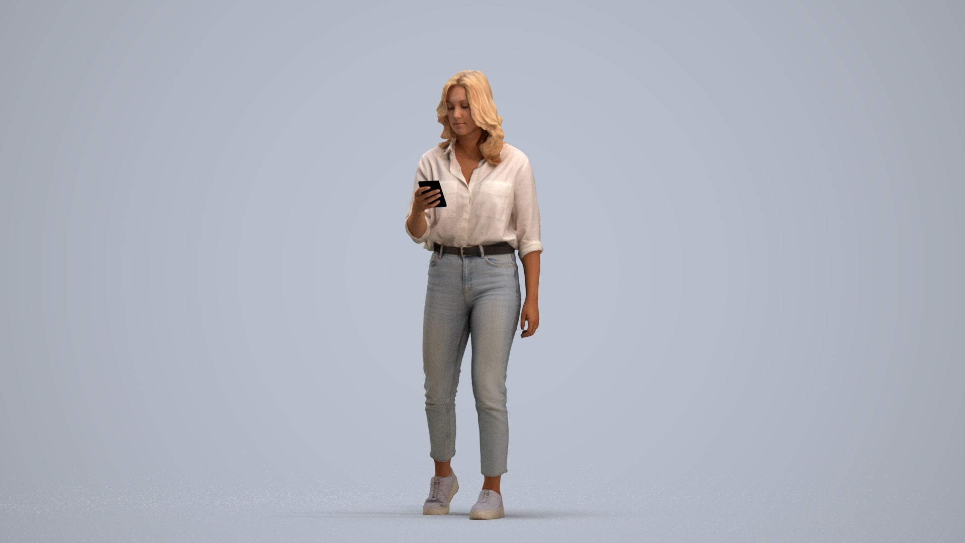 scanned 3D woman casual walking, photogrammetry people for Enscape and V-Ray, standing pose render