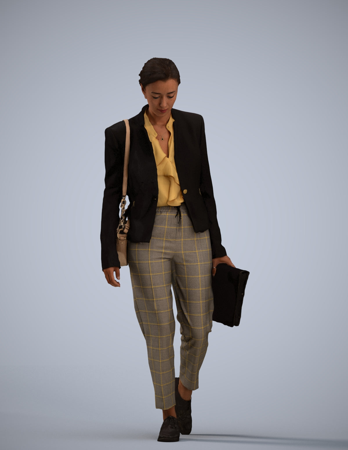 scanned 3D woman business walking, photogrammetry people for Enscape and V-Ray