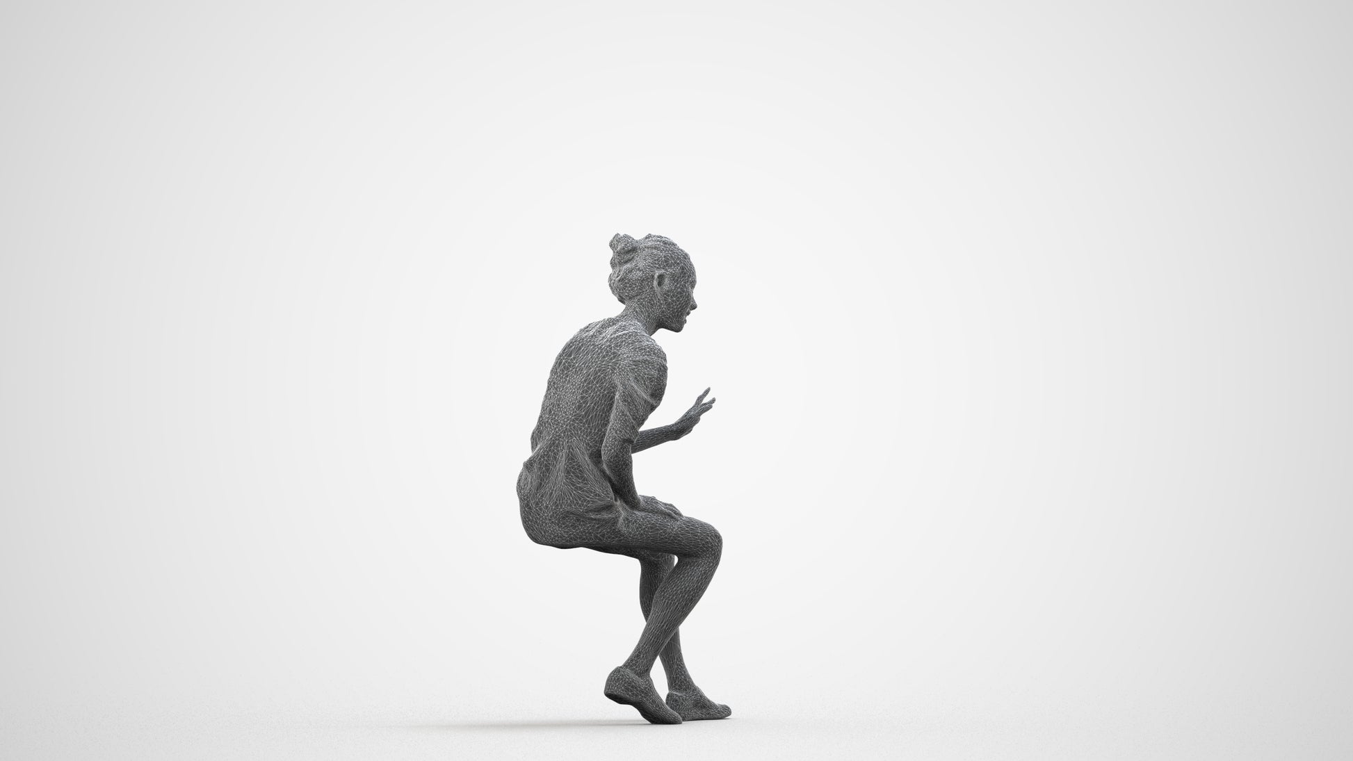 scanned 3D woman business, photogrammetry people for Enscape and V-Ray, wireframe side view