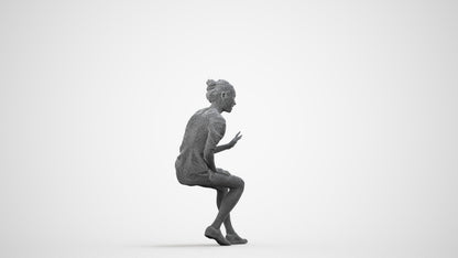 scanned 3D woman business, photogrammetry people for Enscape and V-Ray, wireframe side view