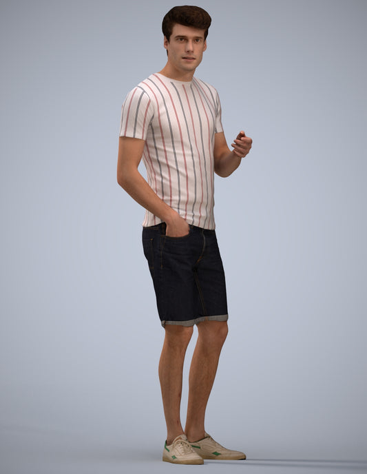 realistic 3D man casual standing, scanned archviz people for Blender and 3ds Max