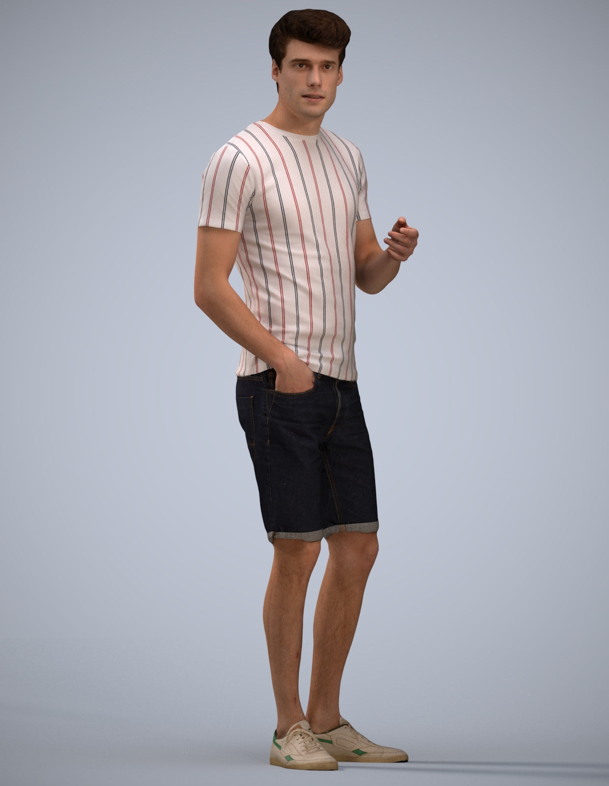 realistic 3D man casual standing, scanned archviz people for Blender and 3ds Max