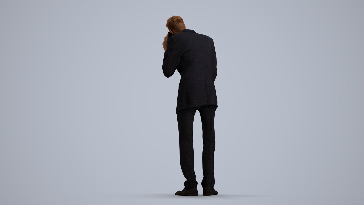 3D scanned man business, photorealistic archviz people for Enscape and SketchUp, front view render