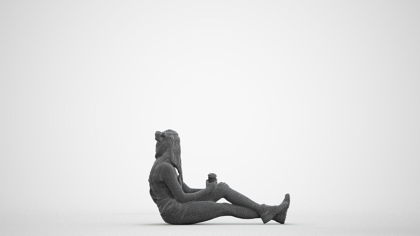scanned 3D woman casual sitting, photogrammetry people for Enscape and V-Ray, wireframe front view