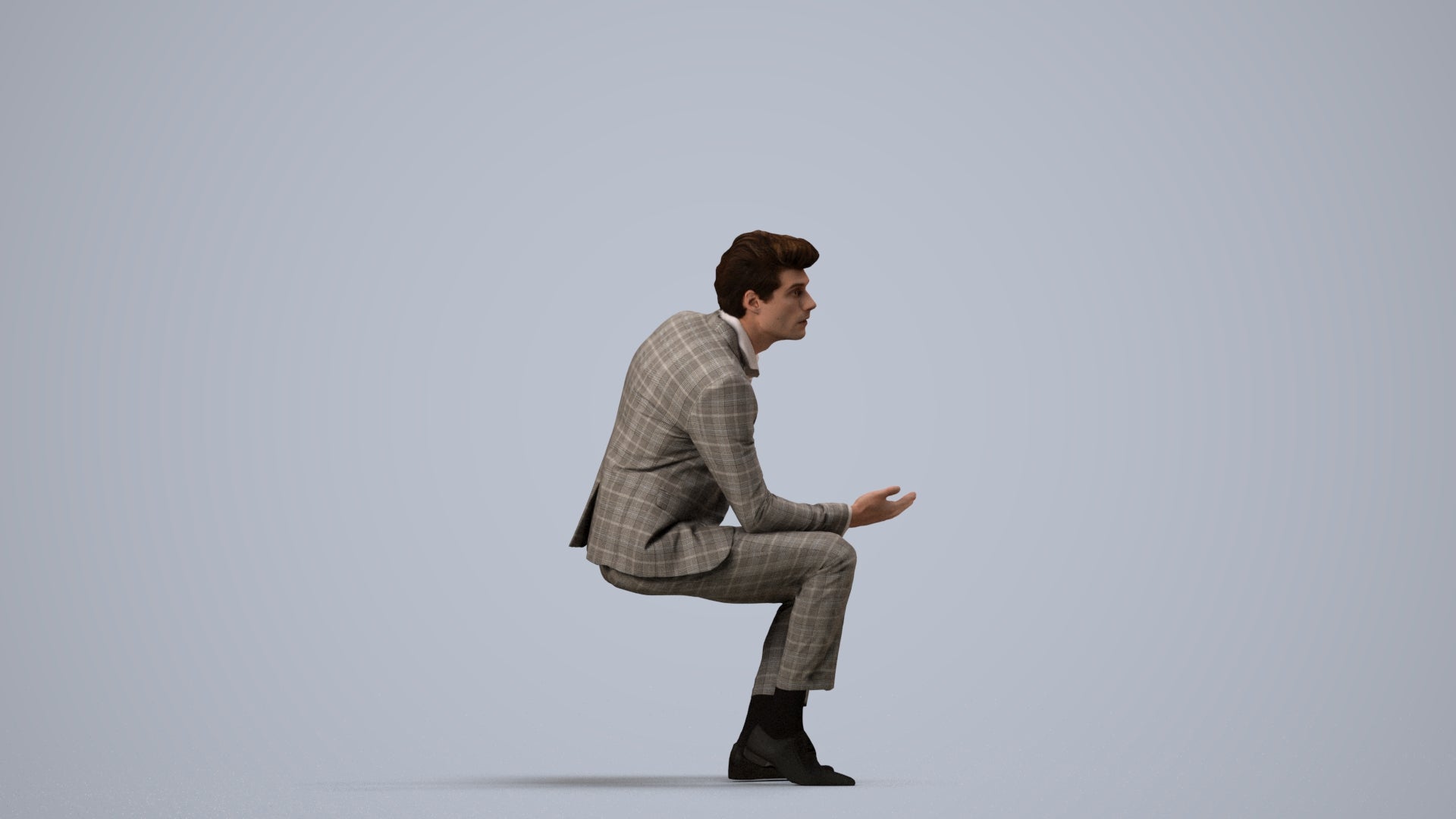 photogrammetry 3D man business, realistic human model archviz FBX, side view render