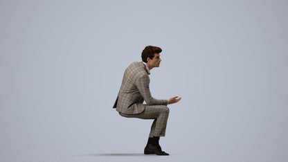 photogrammetry 3D man business, realistic human model archviz FBX, side view render