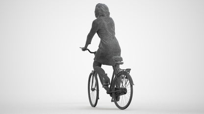 3D people model woman casual cycling, scanned human for 3ds Max rendering, wireframe front view
