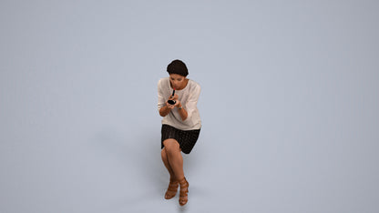 3D people model woman casual sitting, scanned human for 3ds Max rendering, back view render