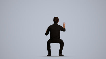 realistic 3D man casual sitting, scanned archviz people for Blender and 3ds Max, front view render