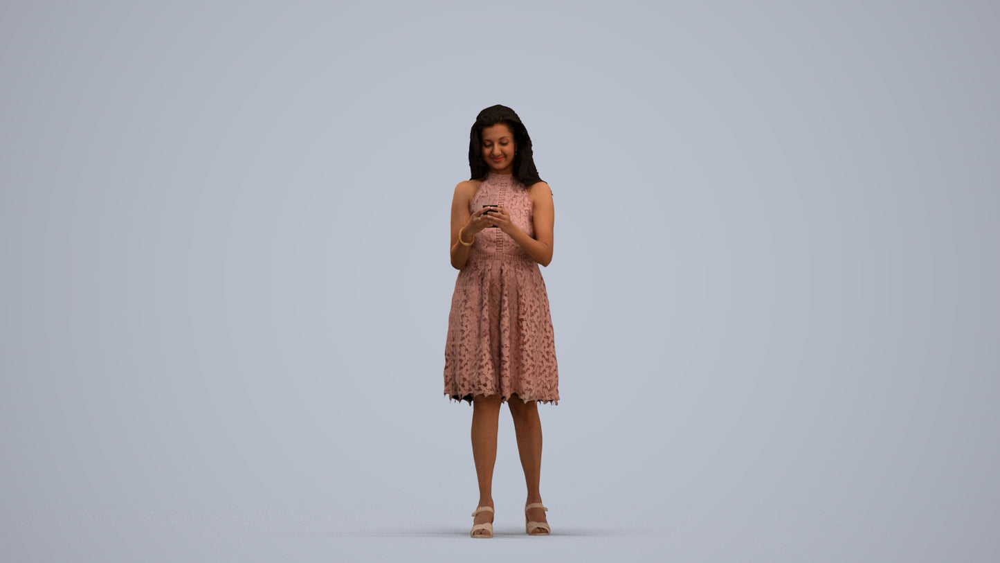 3D people model woman formal standing, scanned human for 3ds Max rendering, standing pose render
