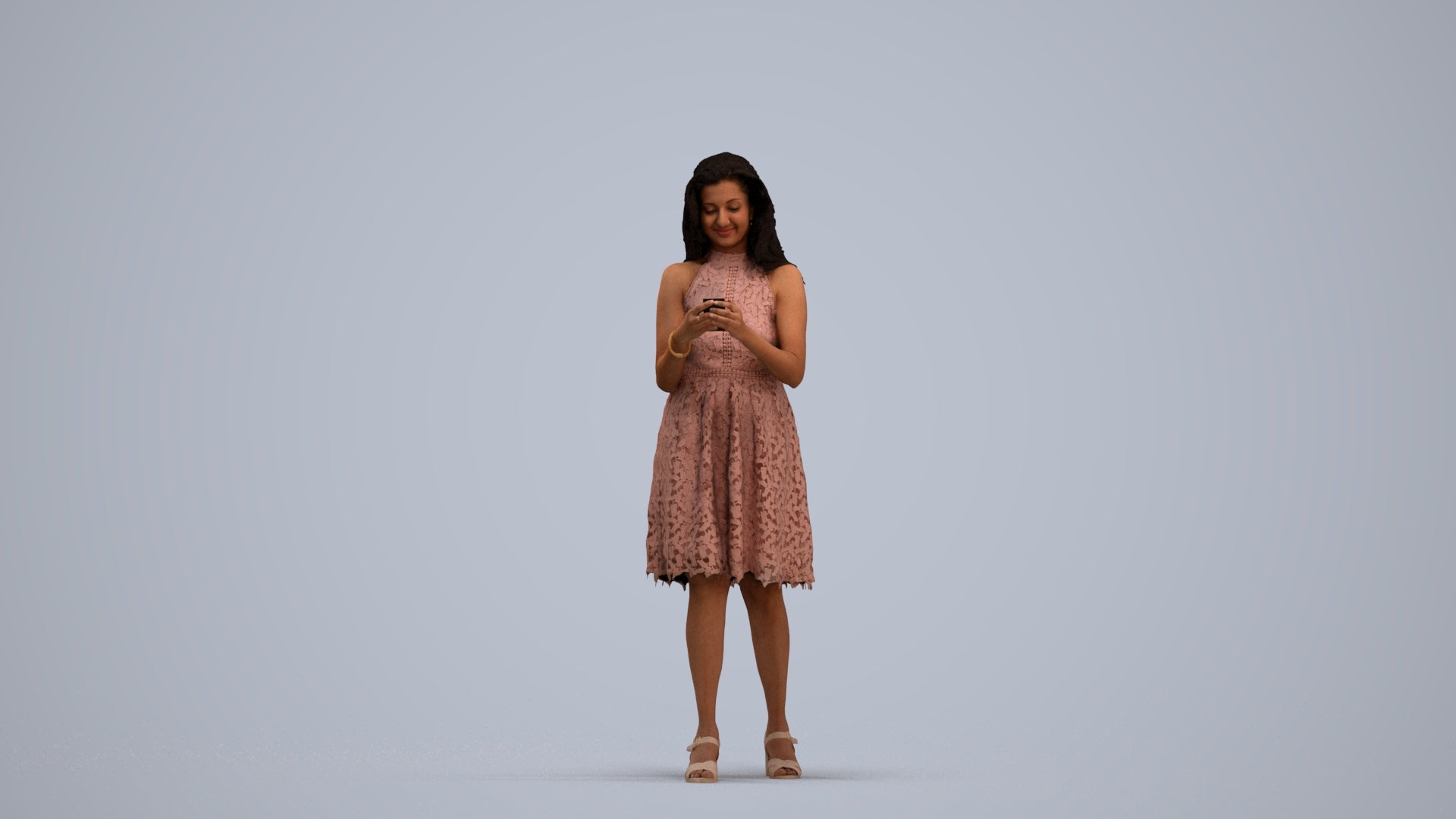 3D people model woman formal standing, scanned human for 3ds Max rendering, standing pose render