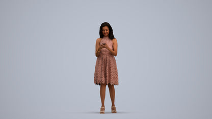 3D people model woman formal standing, scanned human for 3ds Max rendering, standing pose render
