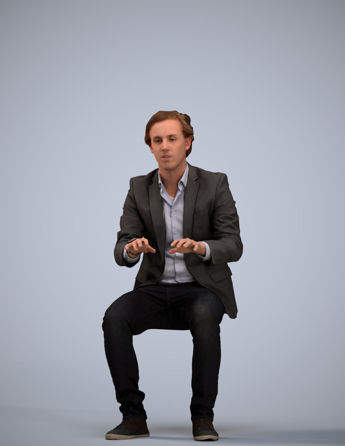 scanned 3D man business, photogrammetry people for Enscape and V-Ray