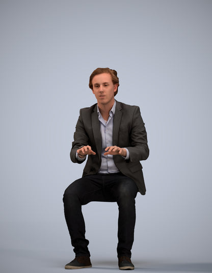 scanned 3D man business, photogrammetry people for Enscape and V-Ray