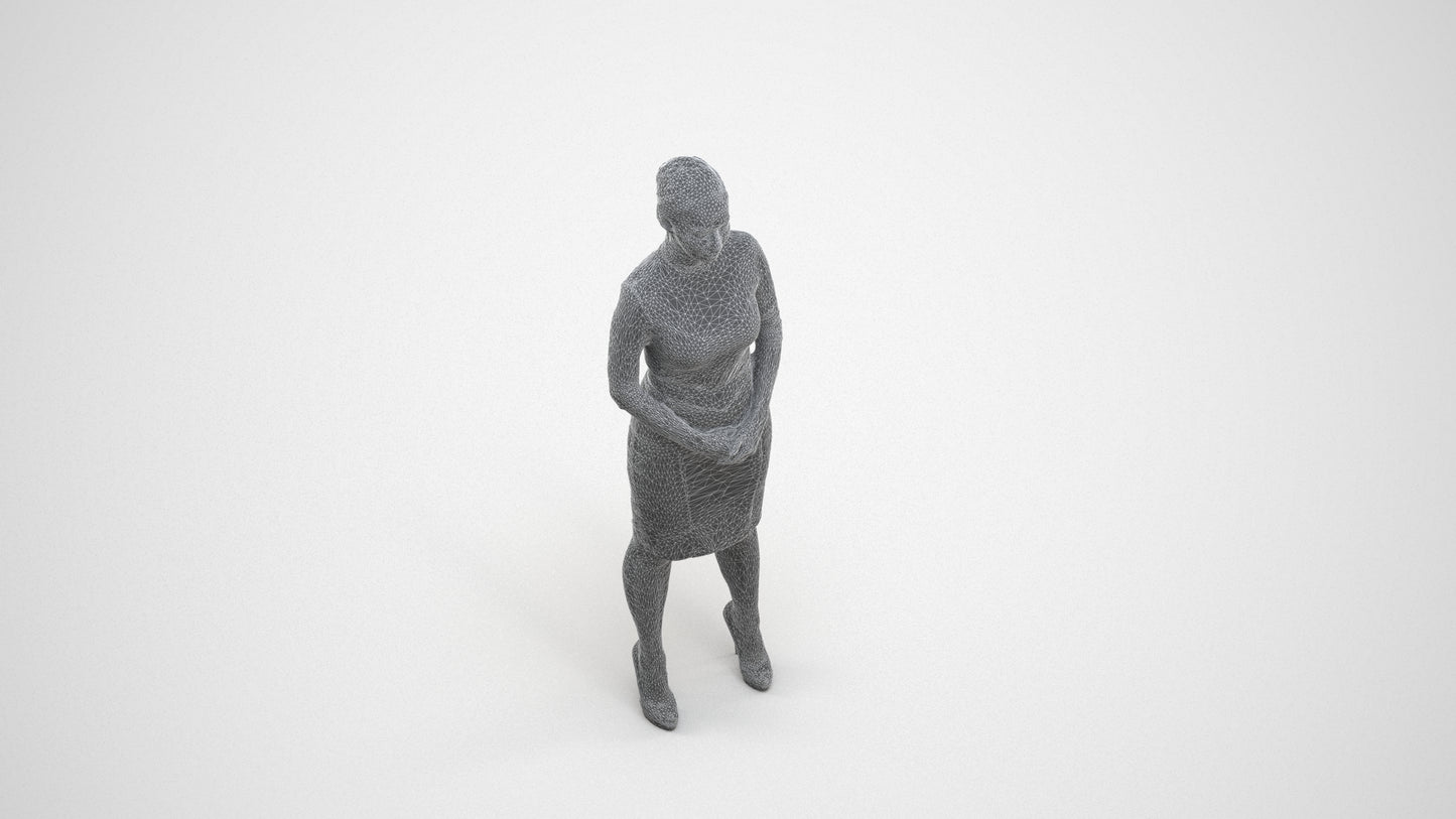 scanned 3D woman business, photogrammetry people for Enscape and V-Ray, wireframe three-quarter view