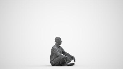 photogrammetry 3D man sitting, realistic human model archviz FBX, wireframe side view